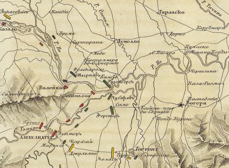 Карта: Положение главных армий 4 (15) мая 1799 г. Накануне Первого сражения у Маренго 5 (16) мая 1799 г.