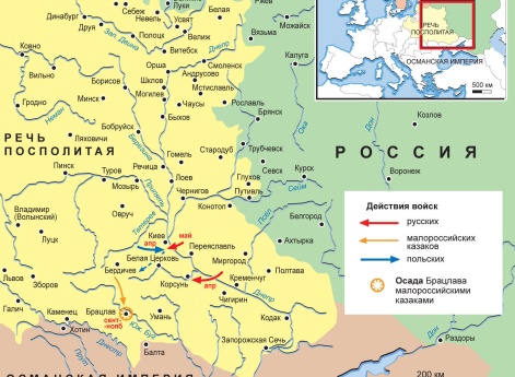 Карта: Русско-польская война 1654 – 1667. Кампания 1665 г.