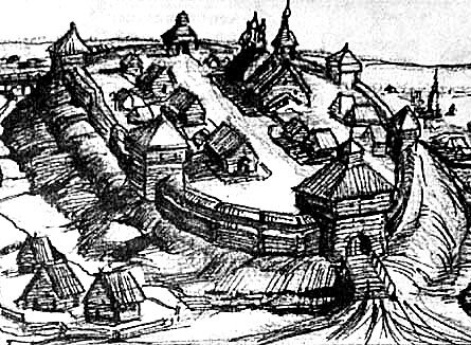 Реконструкция вида города-крепости Михайлова в конце XVI — начале XVII в.