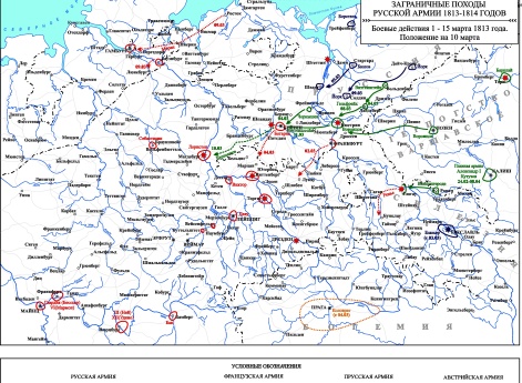 Заграничные походы Русской армии 1813-1814 гг. Положение на 10 марта 1813 г.