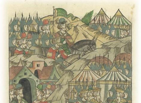 Князь Ягайло Литовский узнает, что его союзник князь Олег Рязанский устрашается великого князя Дмитрия Ивановича, которого благословил и вооружил преподобный Сергий.