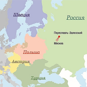 Маршрут поездок Петра I в 1691 г.