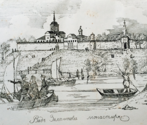 Арх. Гавриил сопровождает императора Николая I при осмотре Храма-памятника воинам, павшим при взятии Казани в 1552 году 